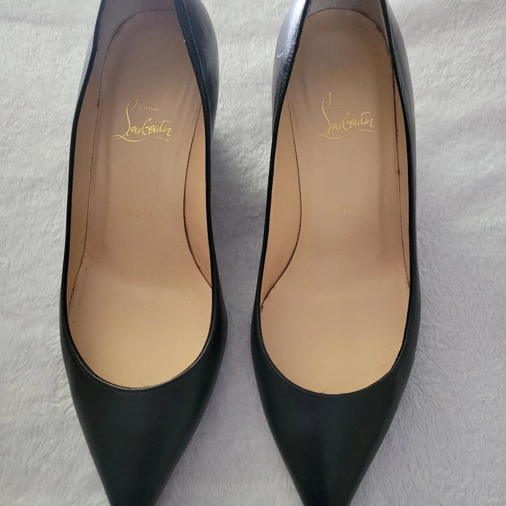 Christian Louboutin Black Leather Wedge Pumps